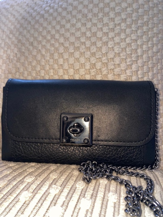 🖤 Coach black leather crossbody wallet (style 54089) - Picture 1 of 8